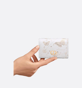 Dior Caro XS Wallet • White and Gold-Tone Calfskin with