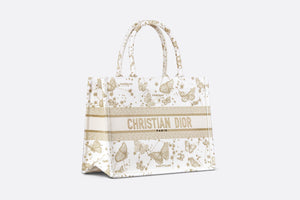 Medium Dior Book Tote • Gold-Tone and White Butterfly Zodiac Embroidery (36 x 27.5 x 16.5 cm)