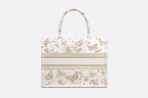 Medium Dior Book Tote • Gold-Tone and White Butterfly Zodiac Embroidery (36 x 27.5 x 16.5 cm)