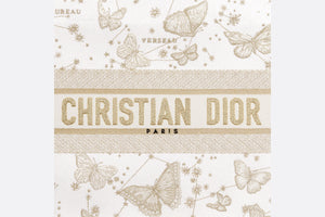 Medium Dior Book Tote • Gold-Tone and White Butterfly Zodiac Embroidery (36 x 27.5 x 16.5 cm)