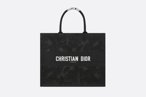 Large Dior Book Tote • Black D-Lace Butterfly Embroidery with Macramé Effect (42 x 35 x 18.5 cm)