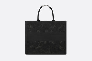 Large Dior Book Tote • Black D-Lace Butterfly Embroidery with Macramé Effect (42 x 35 x 18.5 cm)