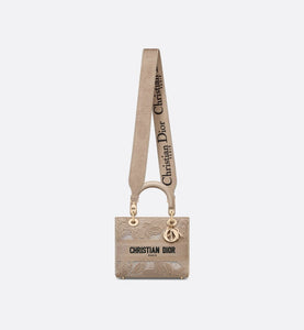 Medium Lady D-Lite Bag • Beige D-Lace Butterfly Embroidery with Macramé Effect