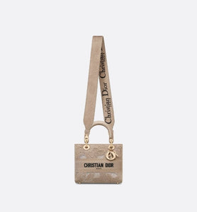 Medium Lady D-Lite Bag • Beige D-Lace Butterfly Embroidery with Macramé Effect