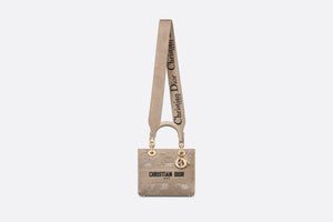 Medium Lady D-Lite Bag • Beige D-Lace Butterfly Embroidery with Macramé Effect