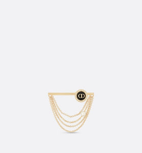 Petit CD Brooch • Gold-Finish Metal with White Resin Pearls and Black Glass