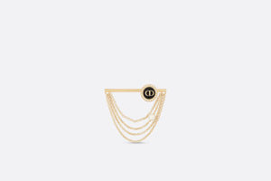 Petit CD Brooch • Gold-Finish Metal with White Resin Pearls and Black Glass