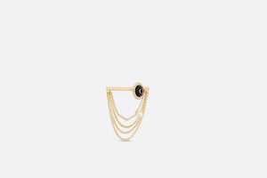 Petit CD Brooch • Gold-Finish Metal with White Resin Pearls and Black Glass