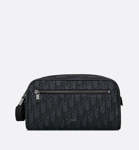 Toiletry Bag • Black Dior Oblique Jacquard and Grained Calfskin