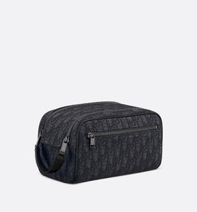 Toiletry Bag • Black Dior Oblique Jacquard and Grained Calfskin