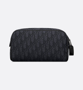 Toiletry Bag • Black Dior Oblique Jacquard and Grained Calfskin