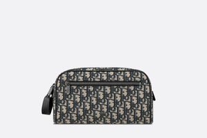 Toiletry Bag • Beige and Black Dior Oblique Jacquard and Black Grained Calfskin