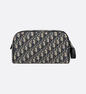 Toiletry Bag • Beige and Black Dior Oblique Jacquard and Black Grained Calfskin
