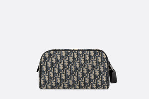 Toiletry Bag • Beige and Black Dior Oblique Jacquard and Black Grained Calfskin