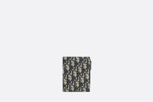 Vertical Compact Card Holder • Beige and Black Dior Oblique Jacquard