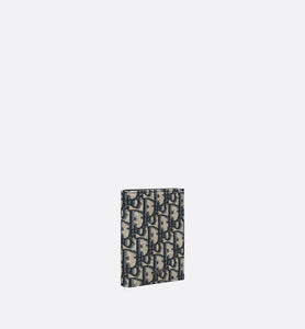 Vertical Compact Card Holder • Beige and Black Dior Oblique Jacquard