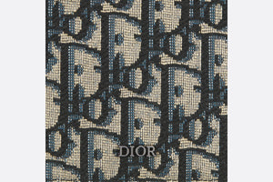 Vertical Compact Card Holder • Beige and Black Dior Oblique Jacquard