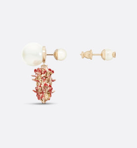Dior Tribales Earrings • Gold-Finish Metal with White Resin Pearls and Red Lacquer