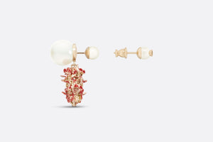 Dior Tribales Earrings • Gold-Finish Metal with White Resin Pearls and Red Lacquer