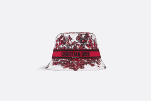 D-Bobby Le Cœur des Papillons Small Brim Bucket Hat • White and Red Embroidery