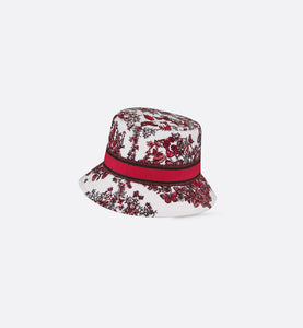 D-Bobby Le Cœur des Papillons Small Brim Bucket Hat • White and Red Embroidery