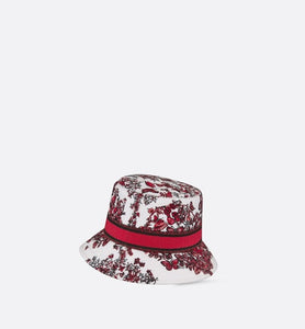 D-Bobby Le Cœur des Papillons Small Brim Bucket Hat • White and Red Embroidery