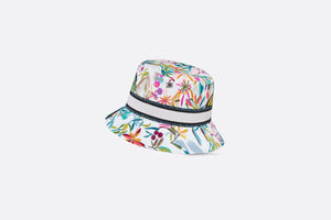 D-Bobby Toile de Jouy Fantastica Small Brim Bucket Hat • White Multicolor Embroidery