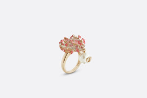 Le Cœur des Papillons Ring • Gold-Finish Metal with Red Lacquer and a White Resin Pearl