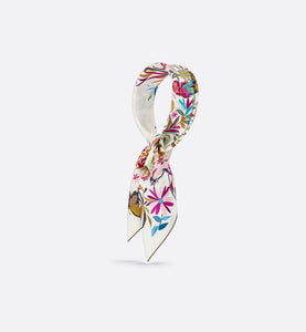 Toile de Jouy Fantastica 90 Square Scarf • White Multicolor Silk Twill