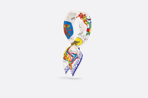 Niki de Saint Phalle Dragon Zodiac 70 Square Scarf • White Multicolor Silk Twill
