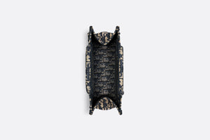 Small Dior Book Tote • Ecru and Blue Dior Oblique Embroidery (26.5 x 21 x 14 cm)