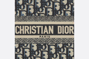 Small Dior Book Tote • Ecru and Blue Dior Oblique Embroidery (26.5 x 21 x 14 cm)