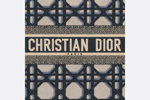Medium Dior Book Tote • Beige and Blue Macrocannage Embroidery (36 x 27.5 x 16.5 cm)