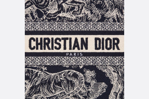 Small Dior Book Tote • Blue and White Toile de Jouy Reverse Embroidery (26.5 x 21 x 14 cm)