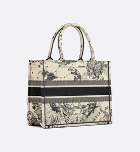 Medium Dior Book Tote • Latte and Black Dior Zodiac Embroidery (36 x 27.5 x 16.5 cm)