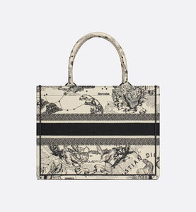 Medium Dior Book Tote • Latte and Black Dior Zodiac Embroidery (36 x 27.5 x 16.5 cm)