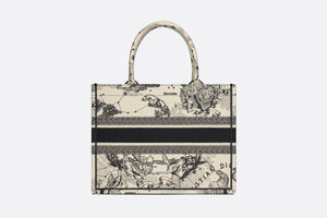 Medium Dior Book Tote • Latte and Black Dior Zodiac Embroidery (36 x 27.5 x 16.5 cm)