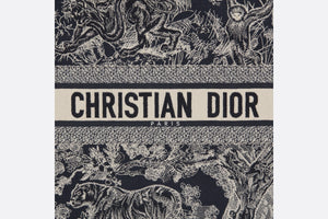 Large Dior Book Tote • Blue and Ecru Toile de Jouy Reverse Embroidery (42 x 35 x 18.5 cm)