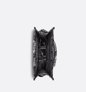 Medium Dior Book Tote • Black and White Plan de Paris Embroidery (36 x 27.5 x 16.5 cm)