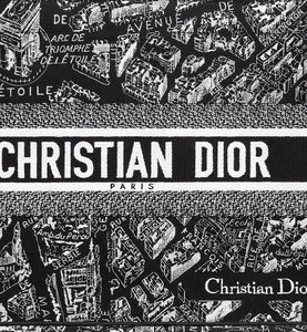 Medium Dior Book Tote • Black and White Plan de Paris Embroidery (36 x 27.5 x 16.5 cm)