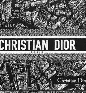 Medium Dior Book Tote • Black and White Plan de Paris Embroidery (36 x 27.5 x 16.5 cm)