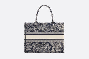Medium Dior Book Tote • Blue and Ecru Toile de Jouy Reverse Embroidery (36 x 27.5 x 16.5 cm)