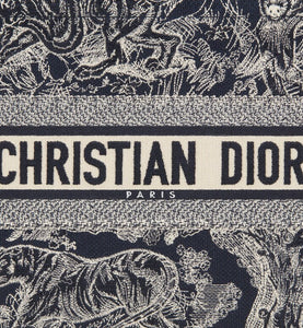 Medium Dior Book Tote • Blue and Ecru Toile de Jouy Reverse Embroidery (36 x 27.5 x 16.5 cm)