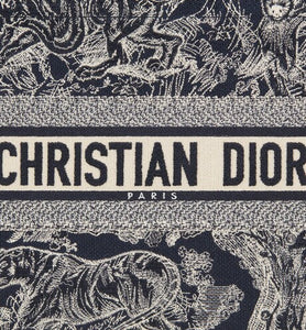 Medium Dior Book Tote • Blue and Ecru Toile de Jouy Reverse Embroidery (36 x 27.5 x 16.5 cm)