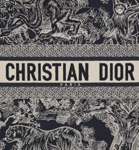 Large Dior Book Tote • Blue and Ecru Toile de Jouy Reverse Embroidery (42 x 35 x 18.5 cm)