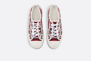 Walk'n'Dior Platform Sneaker • White and Red Embroidered Cotton with Le Cœur des Papillons Motif