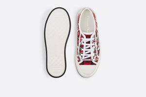 Walk'n'Dior Platform Sneaker • White and Red Embroidered Cotton with Le Cœur des Papillons Motif