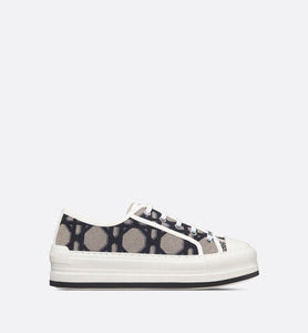 Walk'n'Dior Platform Sneaker • Deep Blue and Beige Embroidered Cotton with Macrocannage Motif