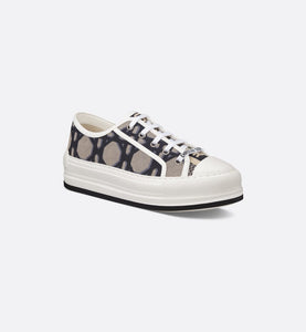 Walk'n'Dior Platform Sneaker • Deep Blue and Beige Embroidered Cotton with Macrocannage Motif