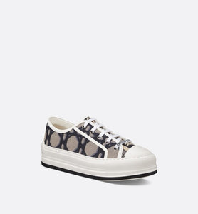 Walk'n'Dior Platform Sneaker • Deep Blue and Beige Embroidered Cotton with Macrocannage Motif